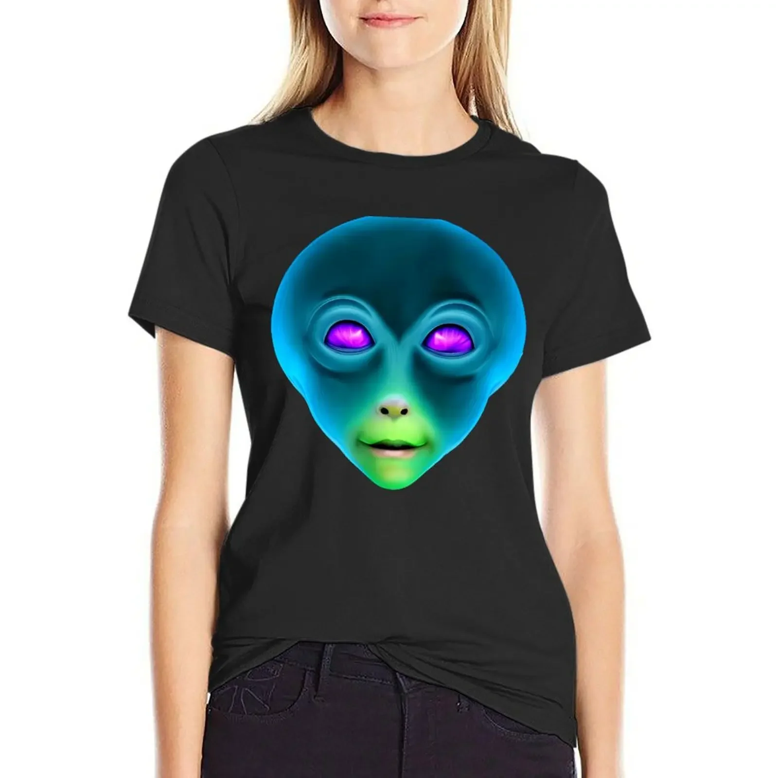 Kind Extraterrestrial Face T-shirt plus size tops Female clothing Summer Women's clothing
Kind Extraterrestrial Face T-shirt plus size tops Female clothing Summer Women's clothing