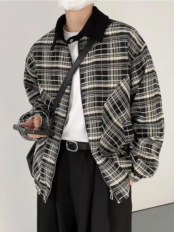Retro Japanese Style Men's Workwear Jacket Loose Fit Corduroy Collar Patchwork Plaid Outerwear Autumn New Trend Brand
Retro Japanese Style Men's Workwear Jacket Loose Fit Corduroy Collar Patchwork Plaid Outerwear Autumn New Trend Brand