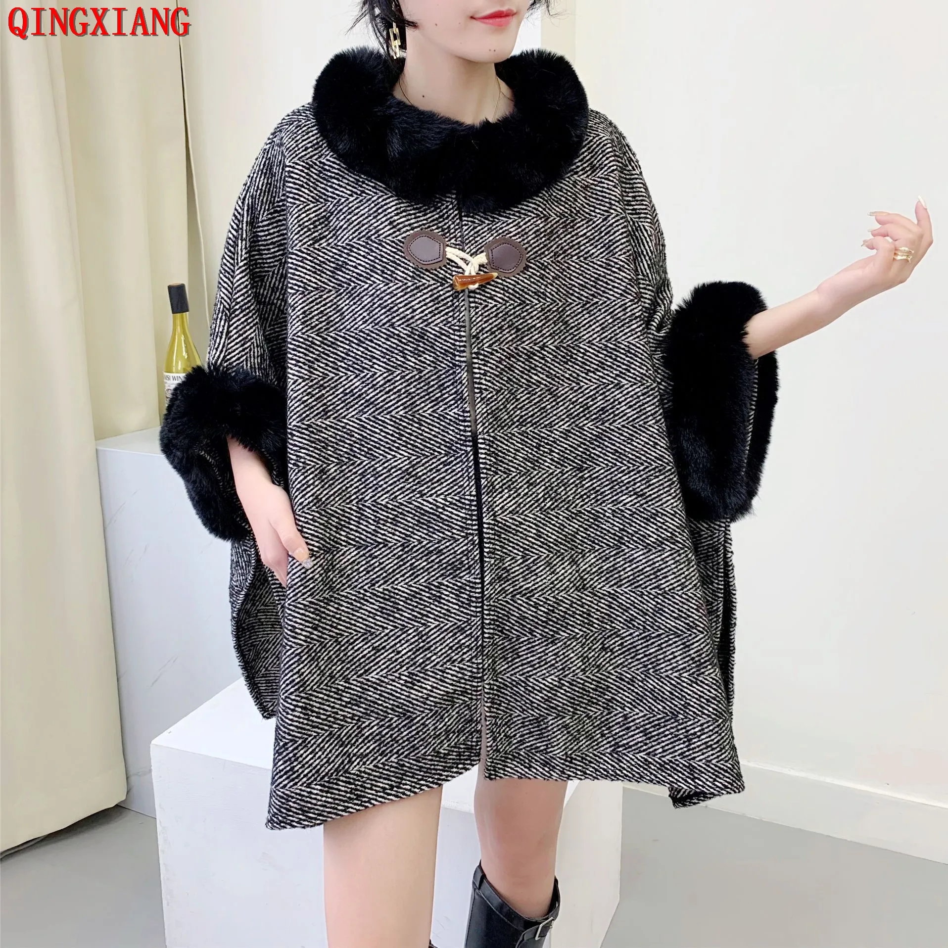 6 Colors Winter Thick Warm Mantle Long Poncho Cloak Faux Rabbit Fur Loose Overcoat Striped Short Batwing Sleeves Cardigan Jacket
6 Colors Winter Thick Warm Mantle Long Poncho Cloak Faux Rabbit Fur Loose Overcoat Striped Short Batwing Sleeves Cardigan Jacket