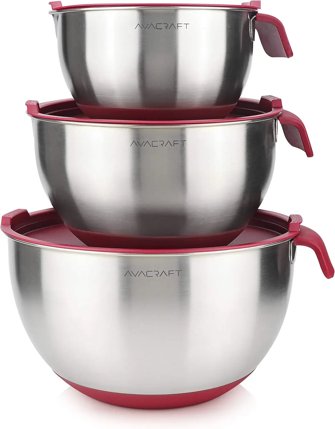 Stainless Steel Mixing Bowls with Lids, Non-Slip Silicone Base, Handle, Pour Spouts & Measurement Marks for Home Cooking (Red)
Stainless Steel Mixing Bowls with Lids, Non-Slip Silicone Base, Handle, Pour Spouts & Measurement Marks for Home Cooking (Red)