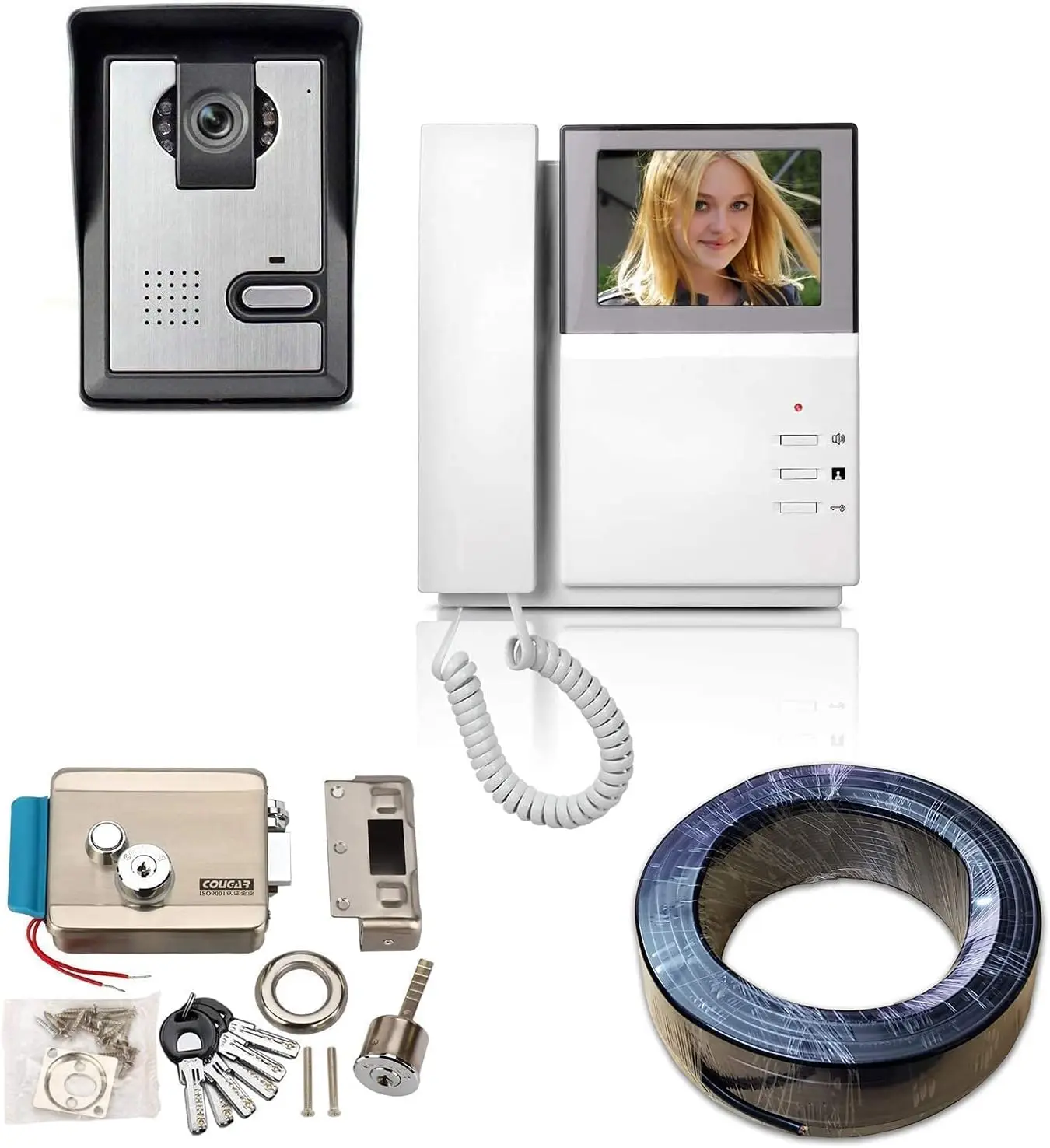 4.3-Inch Video Intercom System with Electronic Door Lock and 150FT Wire for Home Security
4.3-Inch Video Intercom System with Electronic Door Lock and 150FT Wire for Home Security