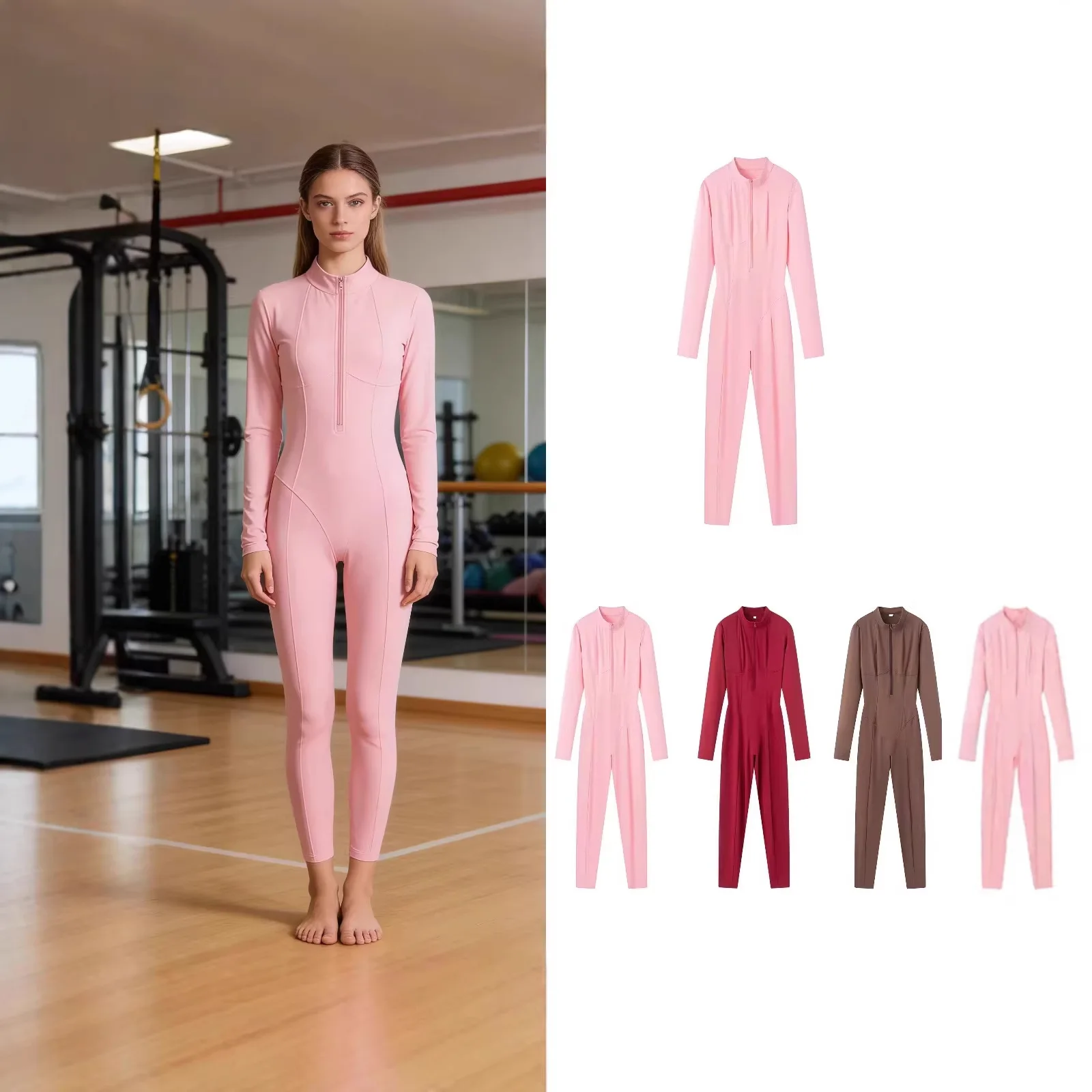 Женский облегающий повседневный комбинезон: весенняя мода, простой металлический спортивный костюм для коррекции фигуры, однотонный, с круглым вырезом, на молнии, для йоги
Женский облегающий повседневный комбинезон: весенняя мода, простой металлический спортивный костюм для коррекции фигуры, однотонный, с круглым вырезом, на молнии, для йоги