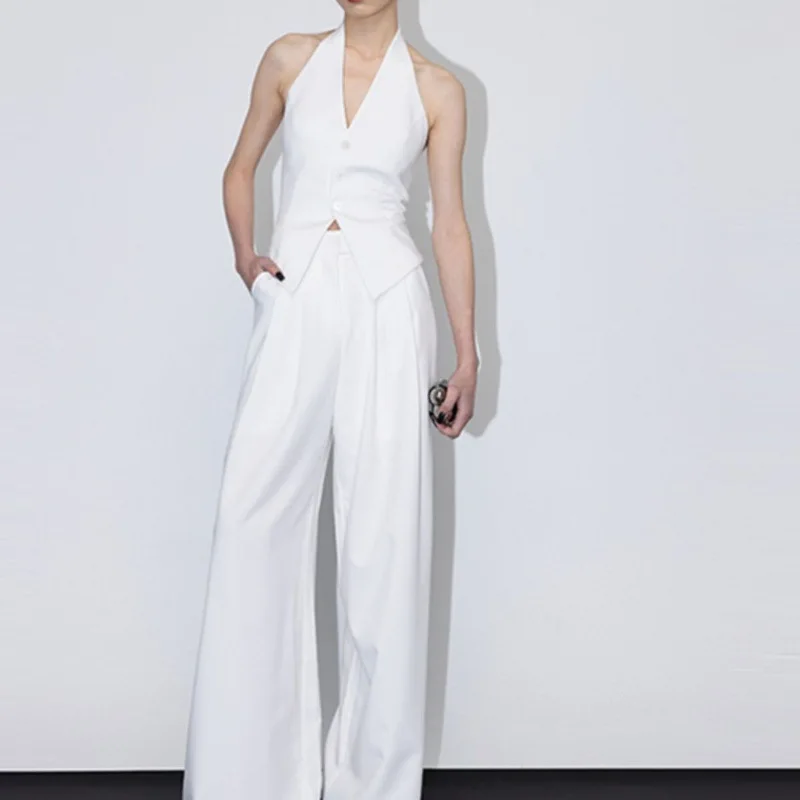 2025Summer New Black and White Two-tonevCollared Halter Vest+Women's Wide-Leg Pants Korean Style Fashionable Design Set
2025Summer New Black and White Two-tonevCollared Halter Vest+Women's Wide-Leg Pants Korean Style Fashionable Design Set