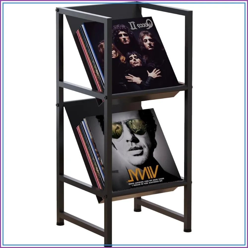 Conceptual 2-Tier Vinyl Record Storage, Black Metal Holder for Stylish Collection Display
Conceptual 2-Tier Vinyl Record Storage, Black Metal Holder for Stylish Collection Display