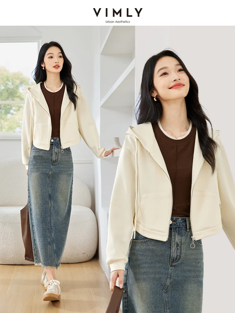 VIMLY Apricot Hoodies Woman Autumn 2025 Casual Short Hooded Zip-up Long Sleeve Tops for Woman Sporty Ladies Loose Coats M8321
VIMLY Apricot Hoodies Woman Autumn 2025 Casual Short Hooded Zip-up Long Sleeve Tops for Woman Sporty Ladies Loose Coats M8321