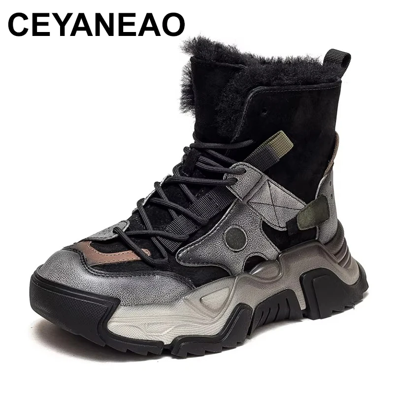 Women Snow Boots Winter Warm Shoes Thick Sole Platform Genuine Leather Mixed Colors Lace-Up Trend Short Ankle Boots Lady
Women Snow Boots Winter Warm Shoes Thick Sole Platform Genuine Leather Mixed Colors Lace-Up Trend Short Ankle Boots Lady