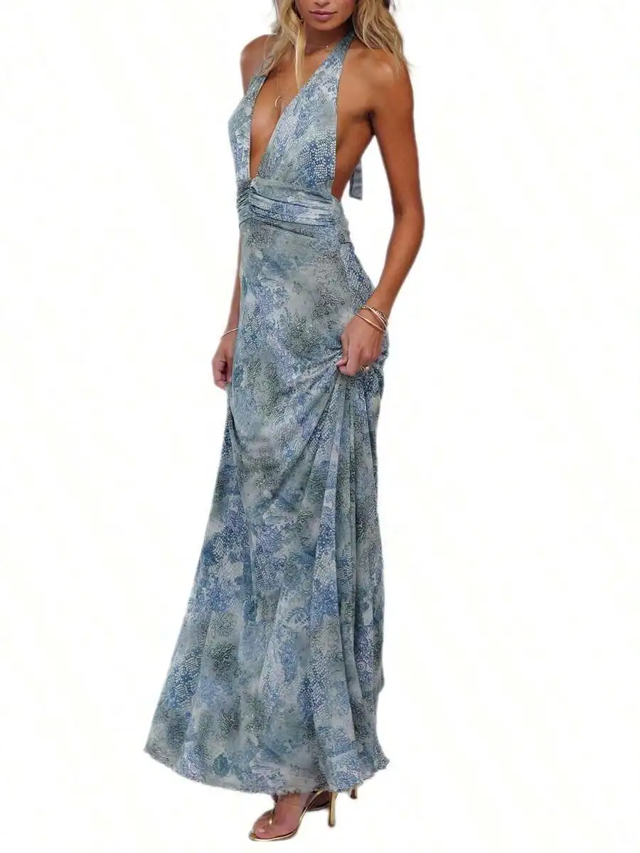 Women Boho Floral Print Halter Maxi Dress Summer Flowy Long Beach Vacation Sundress
Women Boho Floral Print Halter Maxi Dress Summer Flowy Long Beach Vacation Sundress