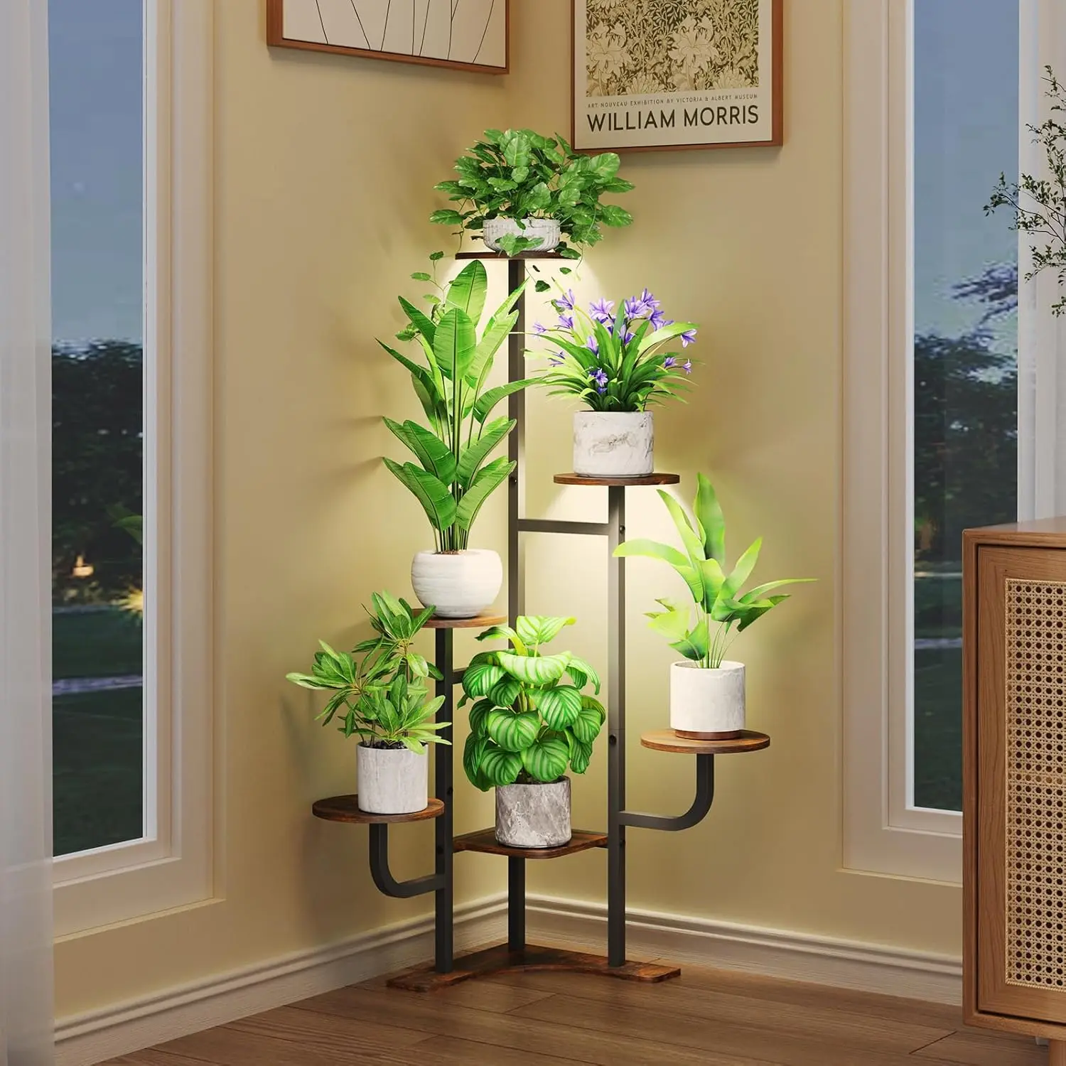 6-ярусная круглая металлическая подставка для растений с регулируемой подсветкой, полка для комнатных растений для гостиной, сада, домашнего декора, коричневая
6-ярусная круглая металлическая подставка для растений с регулируемой подсветкой, полка для комнатных растений для гостиной, сада, домашнего декора, коричневая