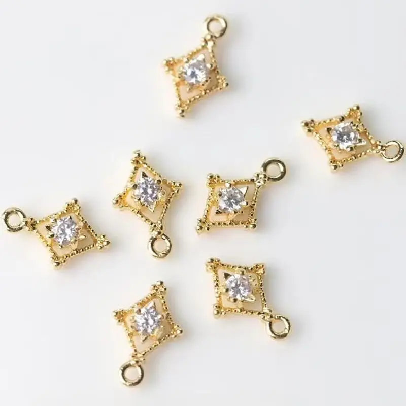 1PCS 6.4x10mm 14K Gold Color Rhombus Hollow Micro-inlaid Zircon Mini Pendant DIY Necklace Bracelet Handmade Charm Accessories
1PCS 6.4x10mm 14K Gold Color Rhombus Hollow Micro-inlaid Zircon Mini Pendant DIY Necklace Bracelet Handmade Charm Accessories