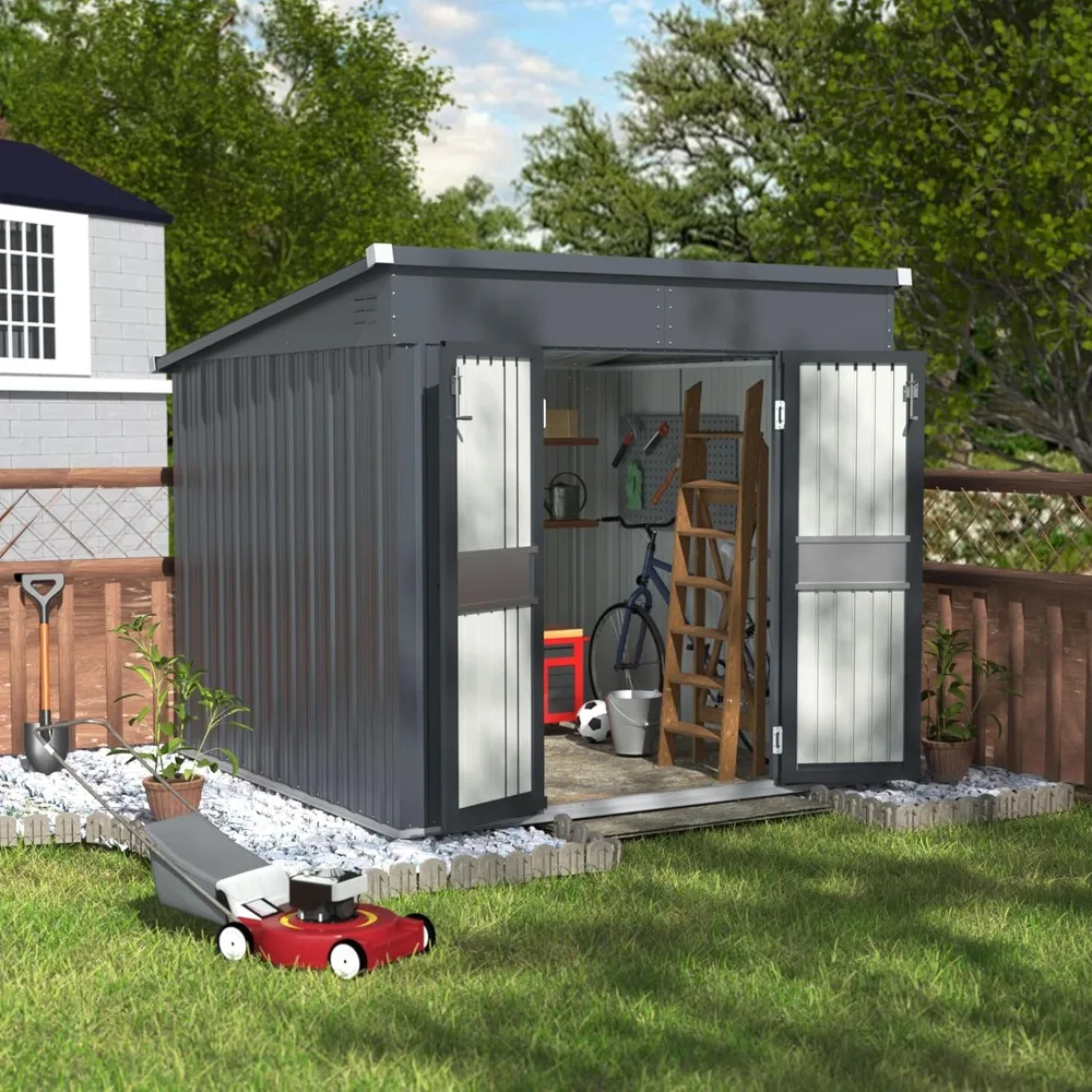 7 x 8 ft Outdoor Storage Shed,Galvanized Metal Shed Storage House with Lockable Door and Vents for Garden, Patio, Customized
7 x 8 ft Outdoor Storage Shed,Galvanized Metal Shed Storage House with Lockable Door and Vents for Garden, Patio, Customized