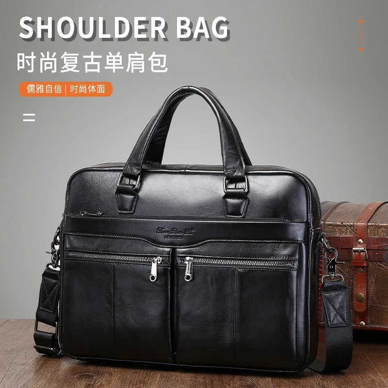 New leather briefcase business portable first layer cowhide shoulder crossbody computer bag large capacity retro casual fashion
New leather briefcase business portable first layer cowhide shoulder crossbody computer bag large capacity retro casual fashion