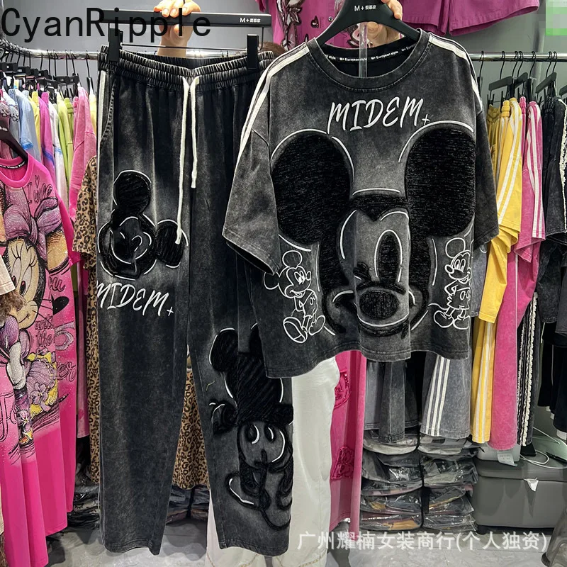 American Style Women Two-piece Set Cartoon Mickey Loose Short Sleeve T-shirt Top + Elastic Waist Wide Leg Casual Sports Pants
American Style Women Two-piece Set Cartoon Mickey Loose Short Sleeve T-shirt Top + Elastic Waist Wide Leg Casual Sports Pants