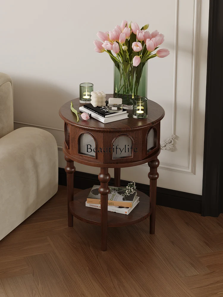 Modern French retro black solid wood glass edge several bedrooms American light luxury bedside table
Modern French retro black solid wood glass edge several bedrooms American light luxury bedside table