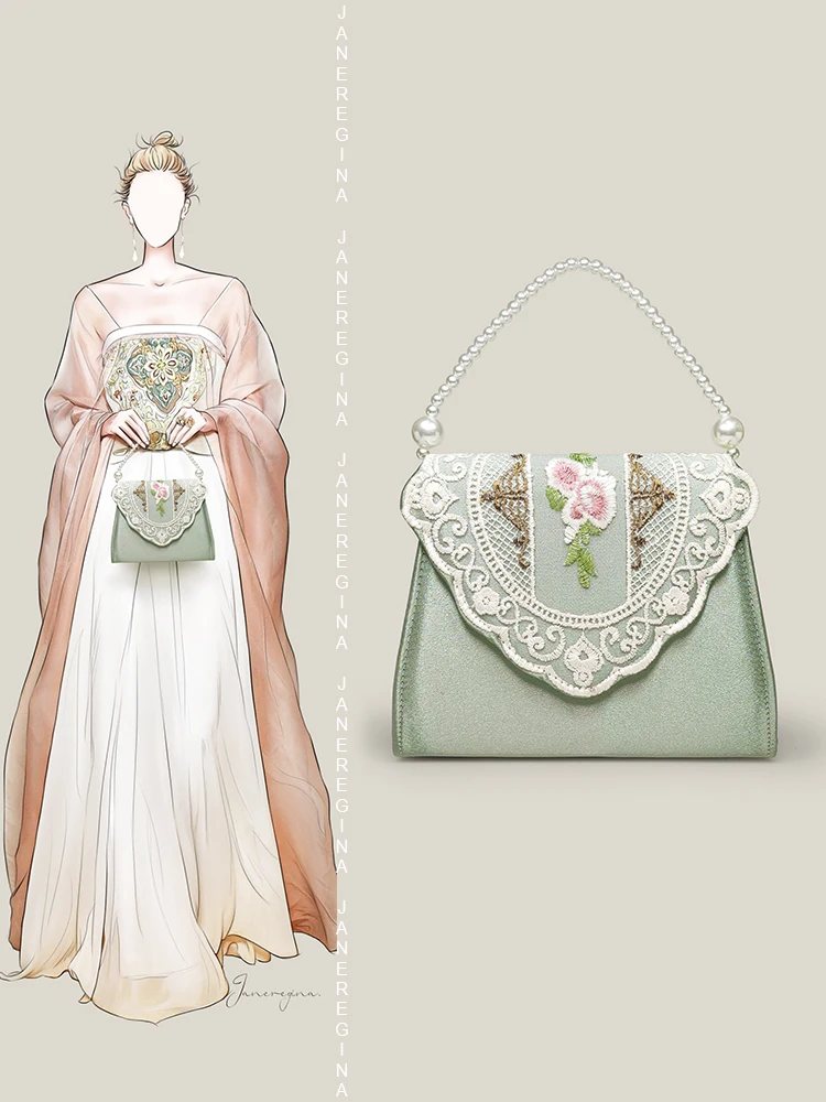 Hxl Satin Embroidered Hanfu Bag Chinese Style Banquet Bag Pearl Chain Handbag
Hxl Satin Embroidered Hanfu Bag Chinese Style Banquet Bag Pearl Chain Handbag