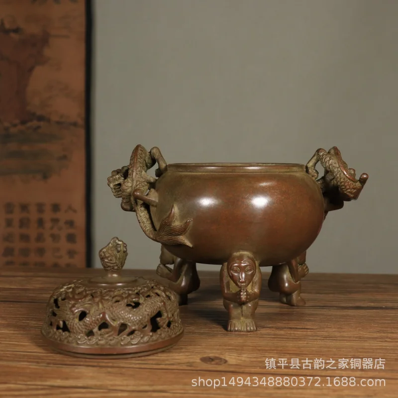 Антикварная бронзовая двойная крышка дракона и льва, курильница, украшение для дома, коллекционный подарок, ремесленный дисплей
Антикварная бронзовая двойная крышка дракона и льва, курильница, украшение для дома, коллекционный подарок, ремесленный дисплей