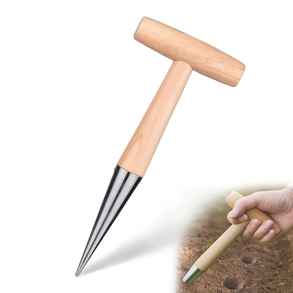 T-Handle Garden Planter Tool with Stainless Steel Head Wood Handle Multi-Use Planting Fertilizing Soil Aeration Garden Supplies
T-Handle Garden Planter Tool with Stainless Steel Head Wood Handle Multi-Use Planting Fertilizing Soil Aeration Garden Supplies