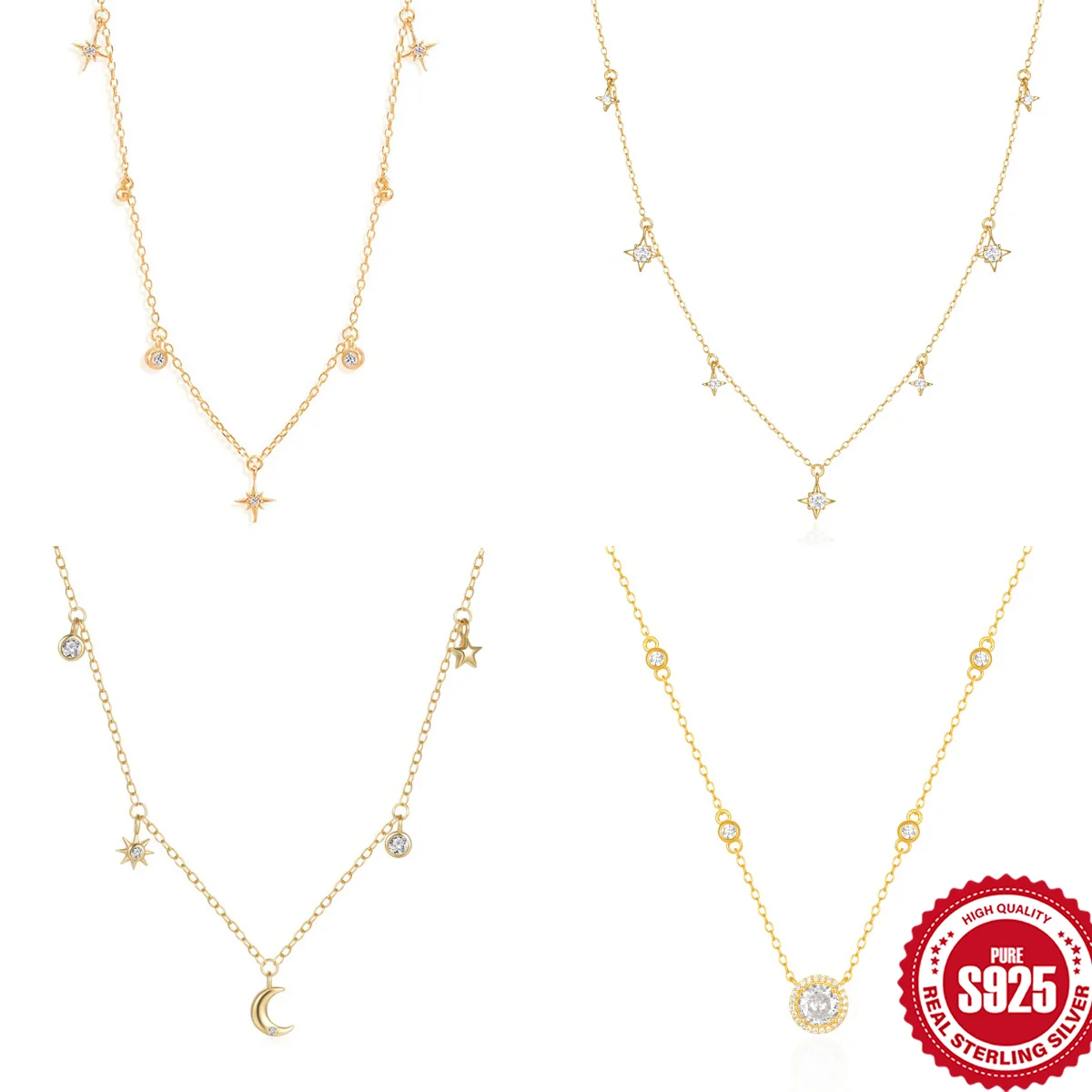 Aide 925 Sterling Silver Star Moon Pendant Stacked Necklace Chain for Woman Adjustable Trendy Classic Luxury Jewelry Gift
Aide 925 Sterling Silver Star Moon Pendant Stacked Necklace Chain for Woman Adjustable Trendy Classic Luxury Jewelry Gift
