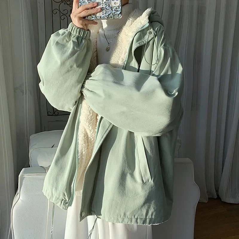 Winter Thick Lamb Fur Jacket Womens Warm Fashion Hooded Coat Girl Korean Loose Oversized Short Coat Woman Cotton Outwear Jackets
Winter Thick Lamb Fur Jacket Womens Warm Fashion Hooded Coat Girl Korean Loose Oversized Short Coat Woman Cotton Outwear Jackets