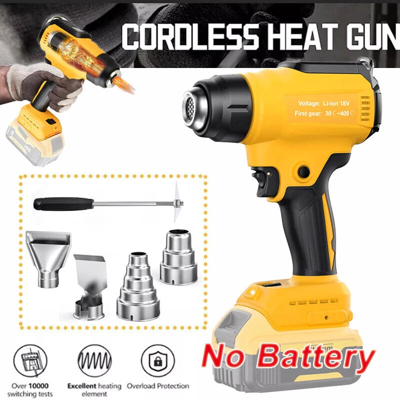 Portable Cordless Heat Gun For DEWALT 18V Battery Electric Handheld Hot Air Gun Shrink Wraping With Nozzles For Industrial Home
Portable Cordless Heat Gun For DEWALT 18V Battery Electric Handheld Hot Air Gun Shrink Wraping With Nozzles For Industrial Home