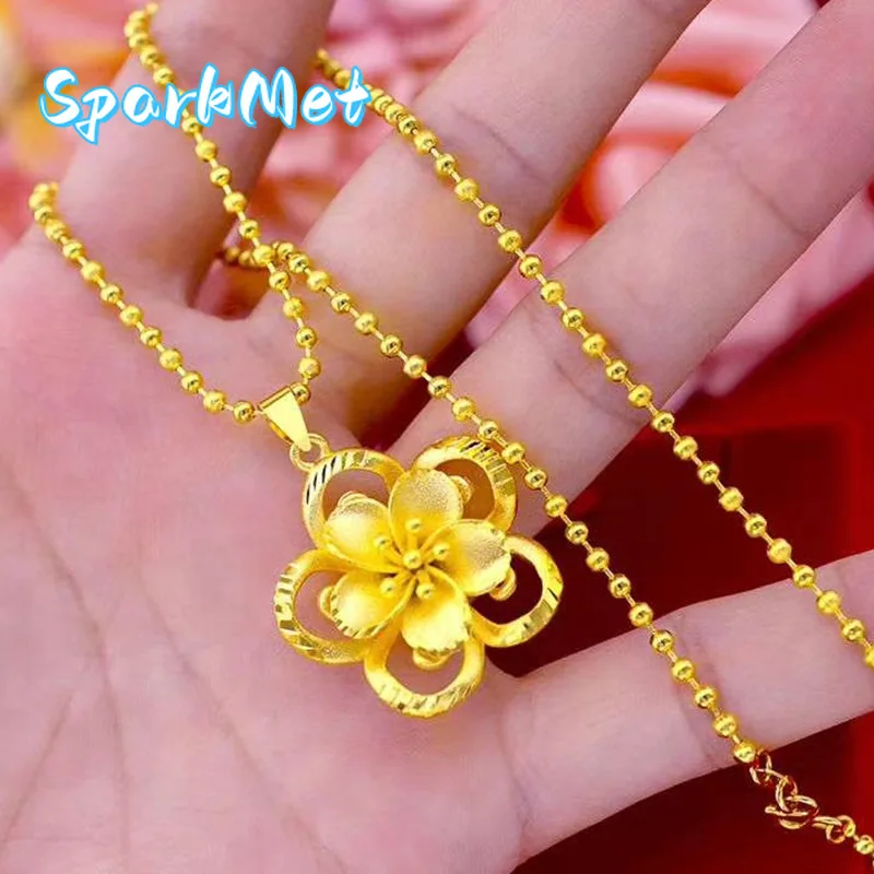 Sparkmet Jewelry for Women 9999 24K Real Gold Lucky Five-Leaf Flower Necklace Sun Flower Pendant Fashion Women's Double Water Wa
Sparkmet Jewelry for Women 9999 24K Real Gold Lucky Five-Leaf Flower Necklace Sun Flower Pendant Fashion Women's Double Water Wa