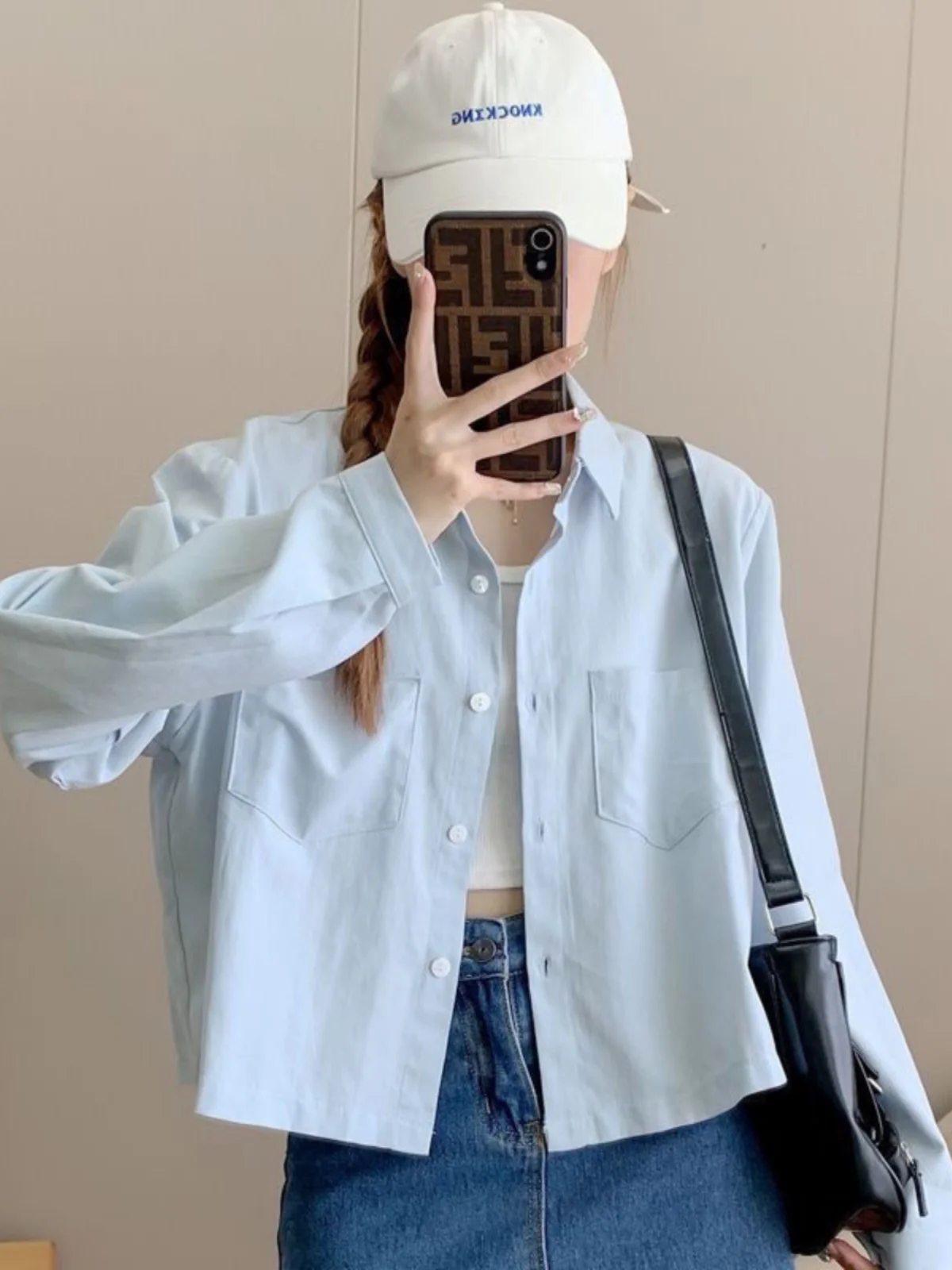 Korean Style College Casual Cotton Shirt Women Long Sleeve Short Outerwear Spring Autumn New Small Size Slimming Top Trendy
Korean Style College Casual Cotton Shirt Women Long Sleeve Short Outerwear Spring Autumn New Small Size Slimming Top Trendy