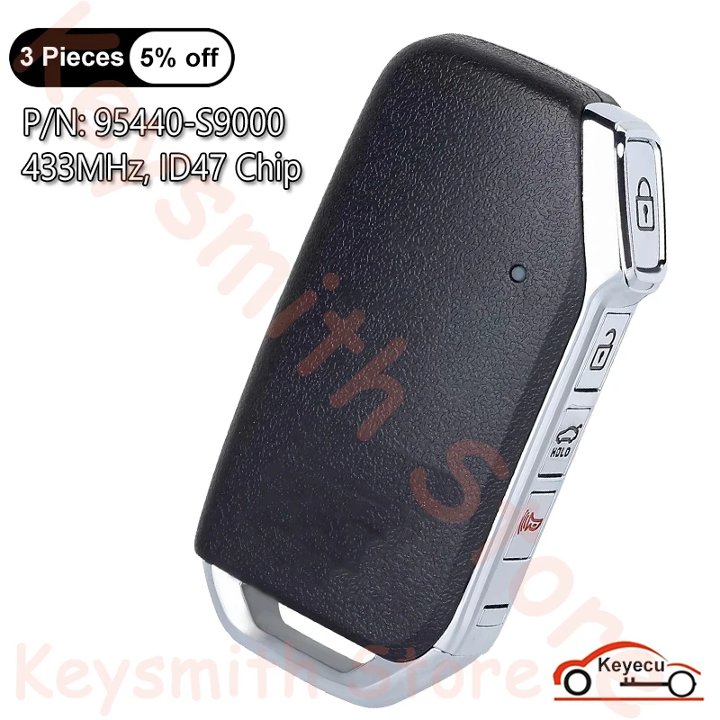 KEYECU 4 Buttons 433MHz ID47 Chip for Kia Telluride 2020 2021 Auto Smart Remote Control Key Fob 95440-S9000 FCC ID: TQ8-FOB-4F24
KEYECU 4 Buttons 433MHz ID47 Chip for Kia Telluride 2020 2021 Auto Smart Remote Control Key Fob 95440-S9000 FCC ID: TQ8-FOB-4F24