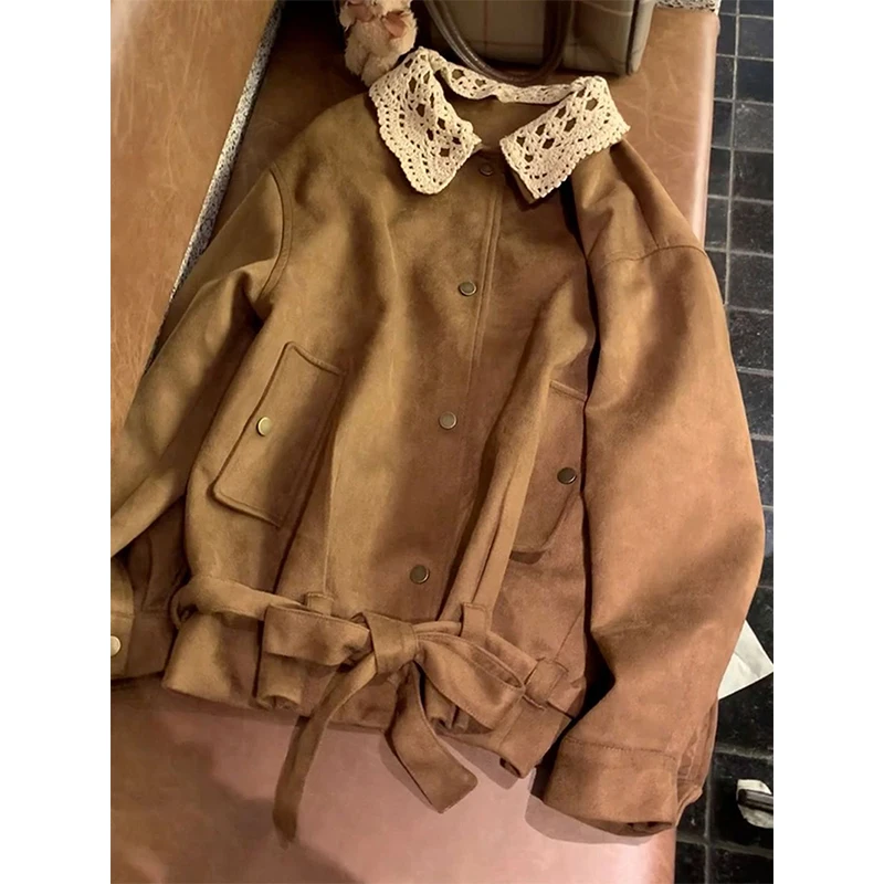 MEXZT винтажная замшевая куртка женская Y2K Harajuku кружевное бандажное пальто с бантом осень-зима уличная одежда корейская верхняя одежда с длинными рукавами новая
MEXZT винтажная замшевая куртка женская Y2K Harajuku кружевное бандажное пальто с бантом осень-зима уличная одежда корейская верхняя одежда с длинными рукавами новая