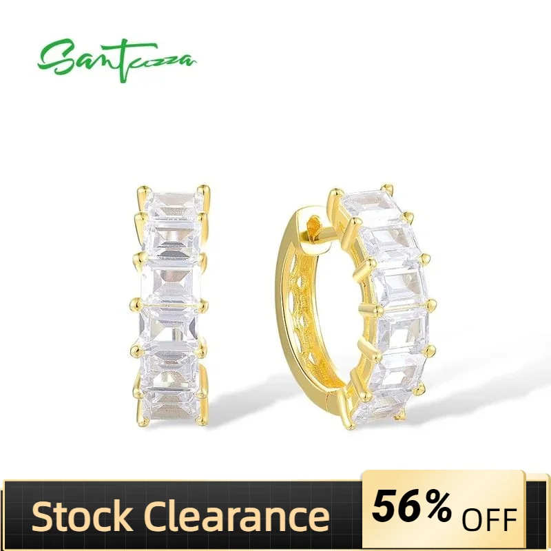 SANTUZZA Genuine 925 Sterling Silver Hoop Earrings For Women White Cubic Zirconia Simple Style Handmade Gifts Chic Fine Jewelry 
SANTUZZA Genuine 925 Sterling Silver Hoop Earrings For Women White Cubic Zirconia Simple Style Handmade Gifts Chic Fine Jewelry