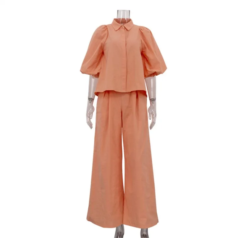 НОВЫЙ осенний повседневный оранжевый хлопковый комплект из 2 предметов, женский наряд, рубашка с пышными рукавами и широкие брюки с высокой талией, женский комплект
НОВЫЙ осенний повседневный оранжевый хлопковый комплект из 2 предметов, женский наряд, рубашка с пышными рукавами и широкие брюки с высокой талией, женский комплект