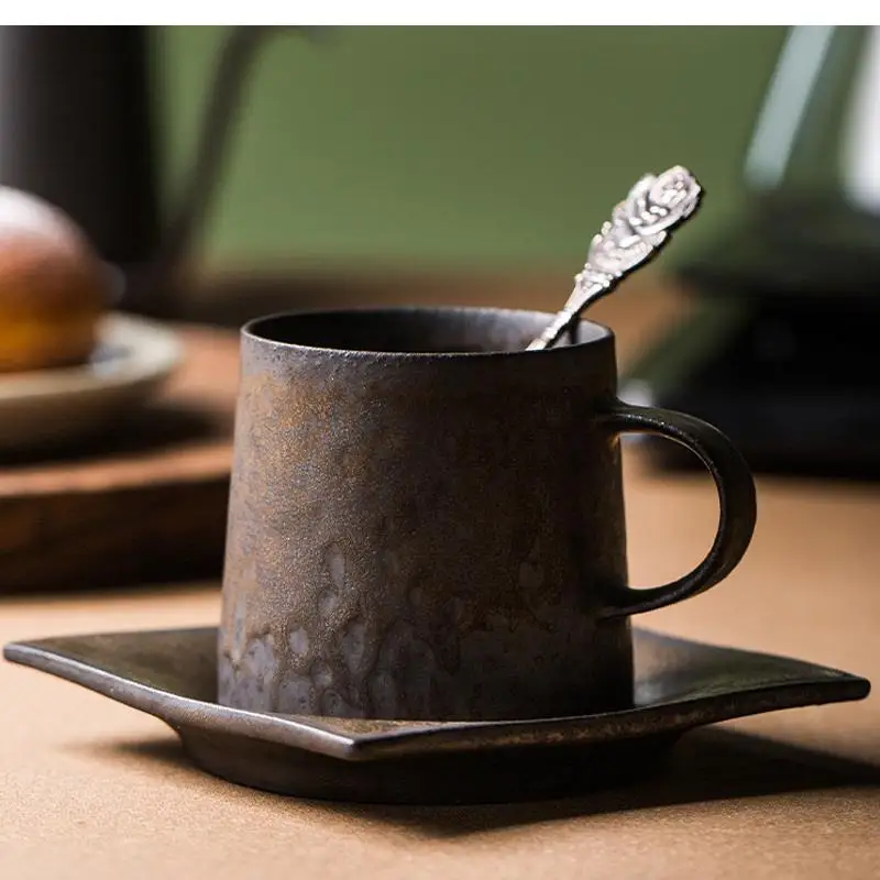 Ceramic Coffee Cup Japanese Style and Saucer Set Retro Mug Tea Small Tray Household Water with
Ceramic Coffee Cup Japanese Style and Saucer Set Retro Mug Tea Small Tray Household Water with