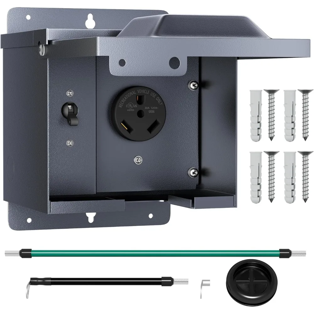 30 Amp RV Power Outlet Box with Breaker Weatherproof TT-30R Receptacle Lockable Electrical Box for RV Camper Trailer
30 Amp RV Power Outlet Box with Breaker Weatherproof TT-30R Receptacle Lockable Electrical Box for RV Camper Trailer
