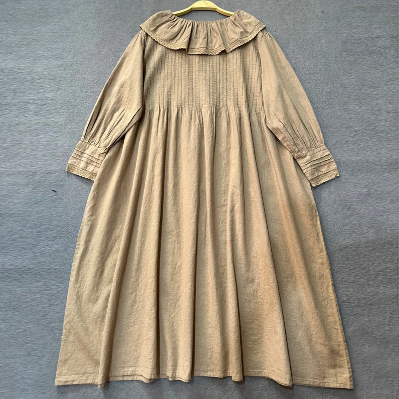 Johnature Vintage Japanese Cotton Linen Mori Dresses Women Casual Korean Ruffle Collar Solid Color Loose Simple Render Dresses
Johnature Vintage Japanese Cotton Linen Mori Dresses Women Casual Korean Ruffle Collar Solid Color Loose Simple Render Dresses