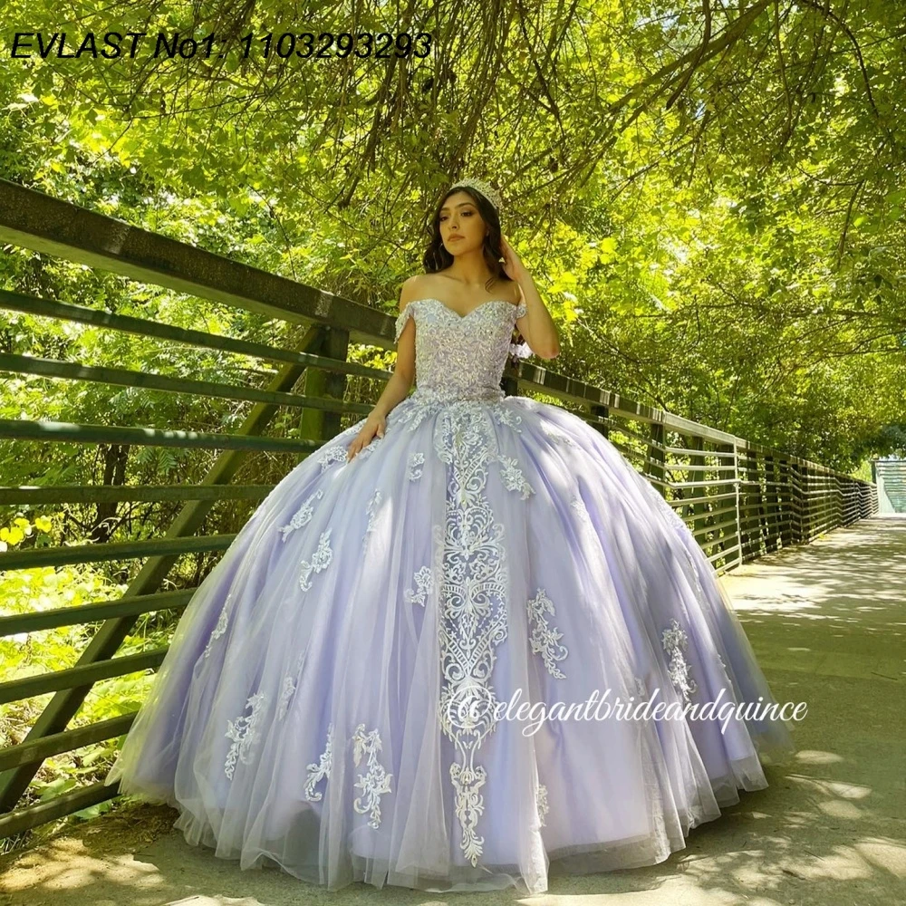 EVLAST Customized Glitter Lavender Quinceanera Dress Ball Gown Lace Applique Beading Corset Sweet 16 Vestido De 15 Anos E1Q282
EVLAST Customized Glitter Lavender Quinceanera Dress Ball Gown Lace Applique Beading Corset Sweet 16 Vestido De 15 Anos E1Q282