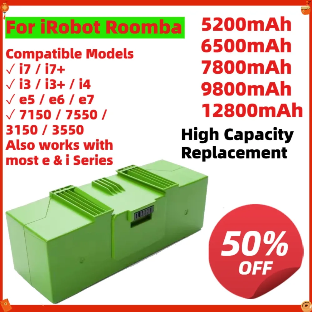 12800mAh Battery for iRobot Roomba i7 i3 e5 Series Replacement Li-ion Vacuum Spare Parts
12800mAh Battery for iRobot Roomba i7 i3 e5 Series Replacement Li-ion Vacuum Spare Parts