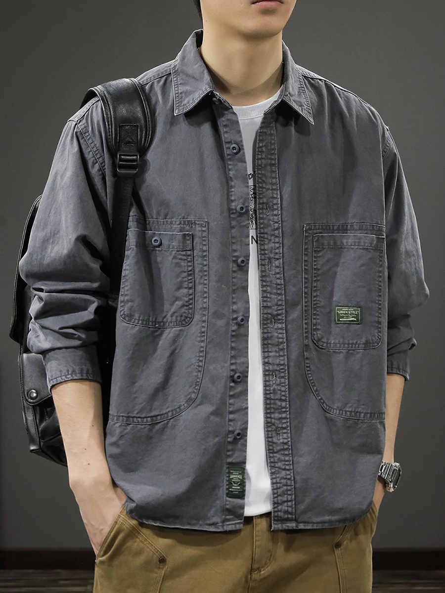 Retro Casual Loose Long Sleeve Collared Workwear Shirt for Men Autumn New Style Ameikaiji Fashion Brand Youth Casual Shirt
Retro Casual Loose Long Sleeve Collared Workwear Shirt for Men Autumn New Style Ameikaiji Fashion Brand Youth Casual Shirt