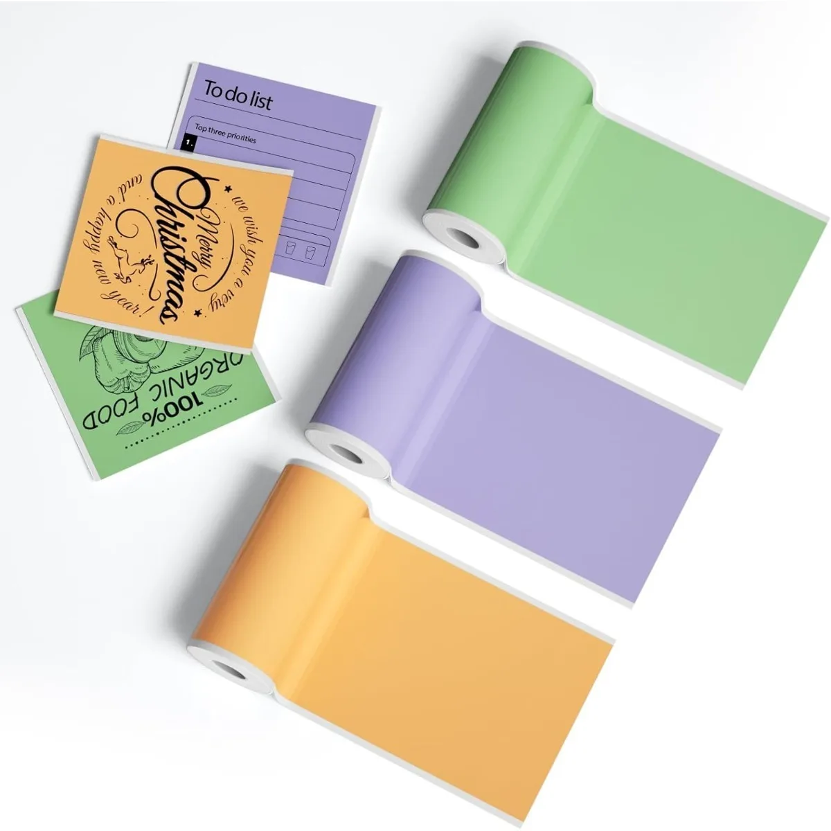 Thermal Paper Self-Adhesive Sticker Paper for Mini Thermal Pocket Printer,Black on Orange/Purple/Green 57mm x 3m,30mm Diameter
Thermal Paper Self-Adhesive Sticker Paper for Mini Thermal Pocket Printer,Black on Orange/Purple/Green 57mm x 3m,30mm Diameter