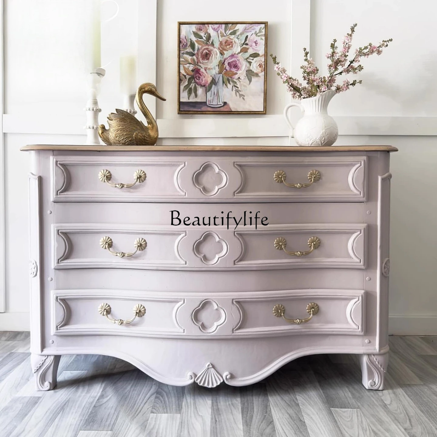 French Retro Solid Wood Three-Drawer Cabinet American Modern Simple Bedroom Storage Cabinet High-End Furniture
French Retro Solid Wood Three-Drawer Cabinet American Modern Simple Bedroom Storage Cabinet High-End Furniture