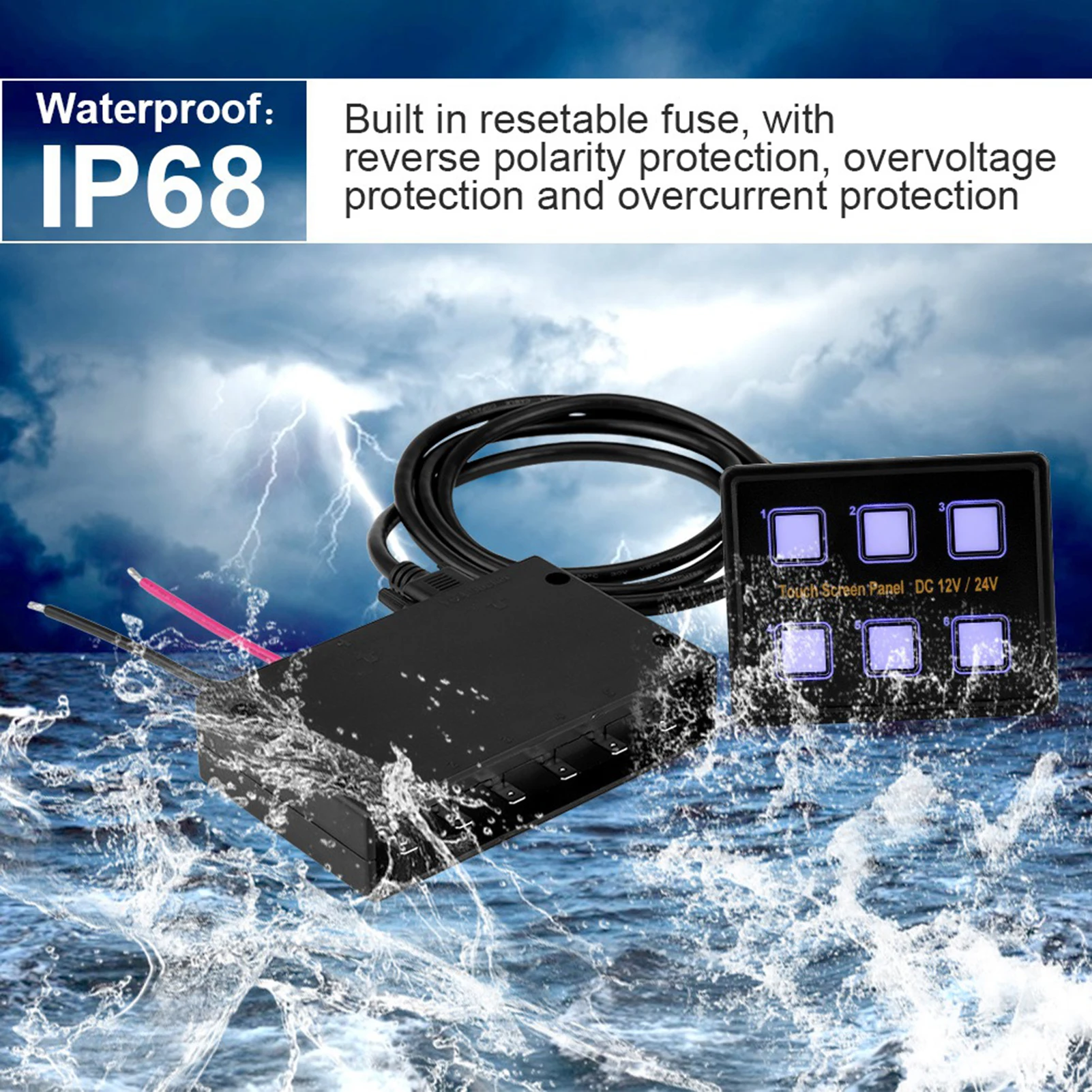 12 В/24 В 6-бандовая панель управления, светодиодная панель для автомобиля, лодки, 6-бандовая панель управления, коробка 
12 В/24 В 6-бандовая панель управления, светодиодная панель для автомобиля, лодки, 6-бандовая панель управления, коробка