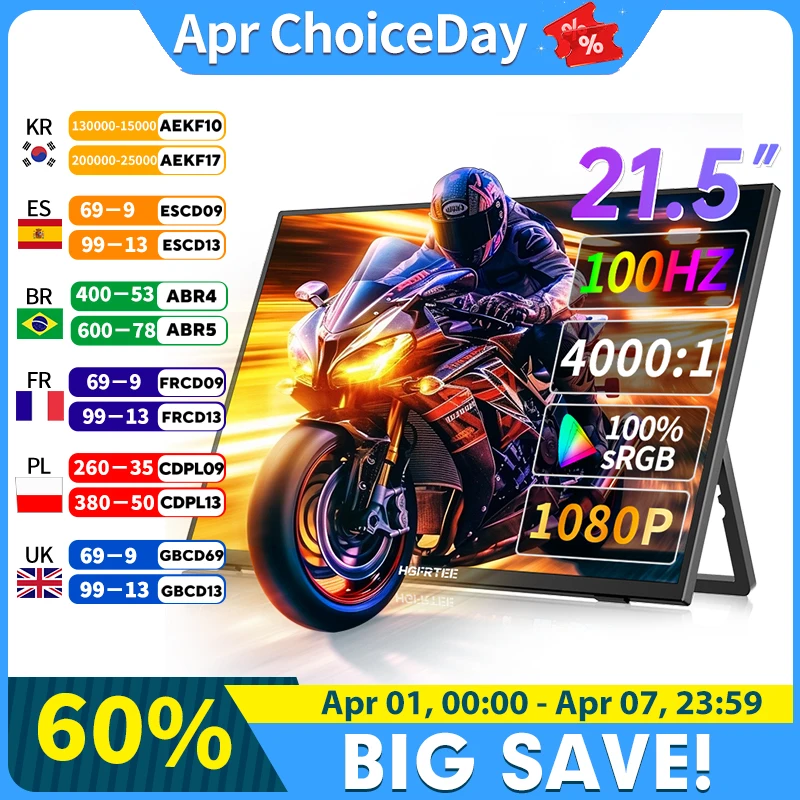 HGFRTEE 21,5-дюймовая панель VA 100 Гц — игровой монитор, разрешение 4000:1, 1080P, время отклика 3 мс и широкий угол обзора 178 градусов
HGFRTEE 21,5-дюймовая панель VA 100 Гц — игровой монитор, разрешение 4000:1, 1080P, время отклика 3 мс и широкий угол обзора 178 градусов