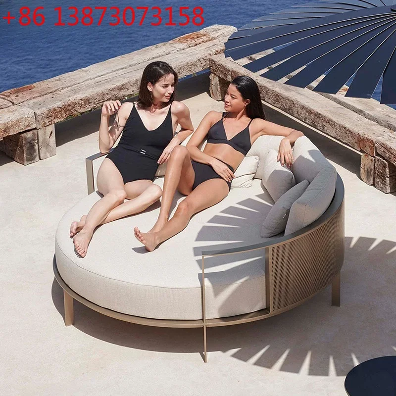 Outdoor round lounge chair waterproof sun protection villa open-air hotel swimming pool beach lounge chair sun room bed
Outdoor round lounge chair waterproof sun protection villa open-air hotel swimming pool beach lounge chair sun room bed