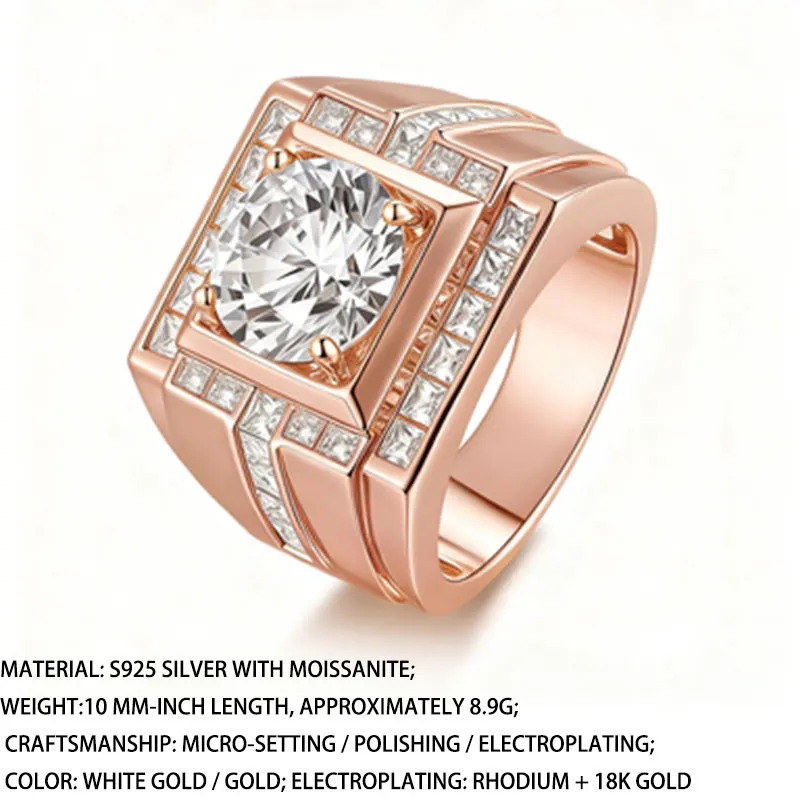 A fashionable and luxurious D-color 4-carat moissanite men's and women's ring, imported moissanite, 925 sterling silver plated w
A fashionable and luxurious D-color 4-carat moissanite men's and women's ring, imported moissanite, 925 sterling silver plated w