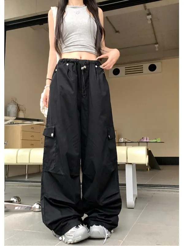 High Waist Wide Leg Pants Women's Loose Fit Drawstring Casual Black Long Trousers Commute Straight Leg Pants Ladies
High Waist Wide Leg Pants Women's Loose Fit Drawstring Casual Black Long Trousers Commute Straight Leg Pants Ladies