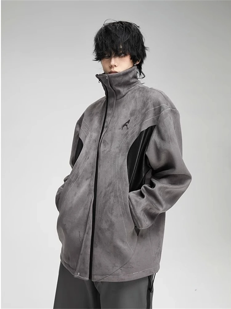 Casual Color Contrast Jacket Men's Autumn Stand Collar High-necked Suede Drawstring Baseball Coat Fashion Male Clothes
Casual Color Contrast Jacket Men's Autumn Stand Collar High-necked Suede Drawstring Baseball Coat Fashion Male Clothes