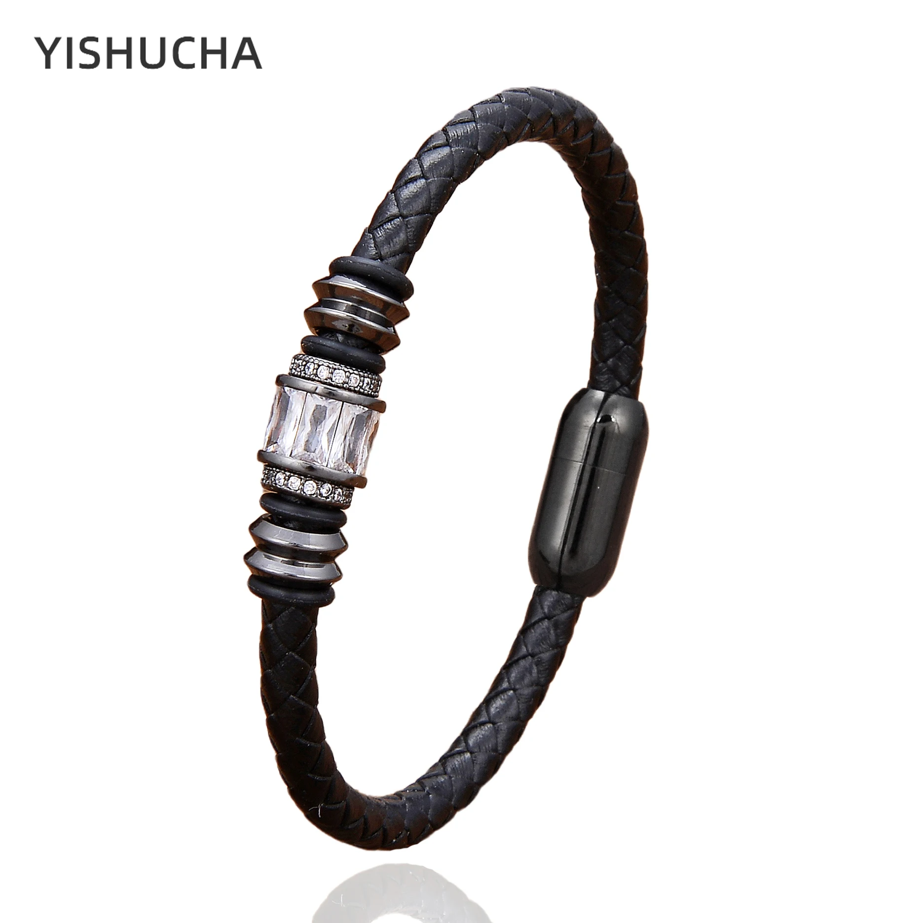 YISHUCHA Classic Women Charm Bracelets Stainless Steel Clasp 5mm Leather Bangles Geometric Colored Zircon Jewelry Accessories
YISHUCHA Classic Women Charm Bracelets Stainless Steel Clasp 5mm Leather Bangles Geometric Colored Zircon Jewelry Accessories