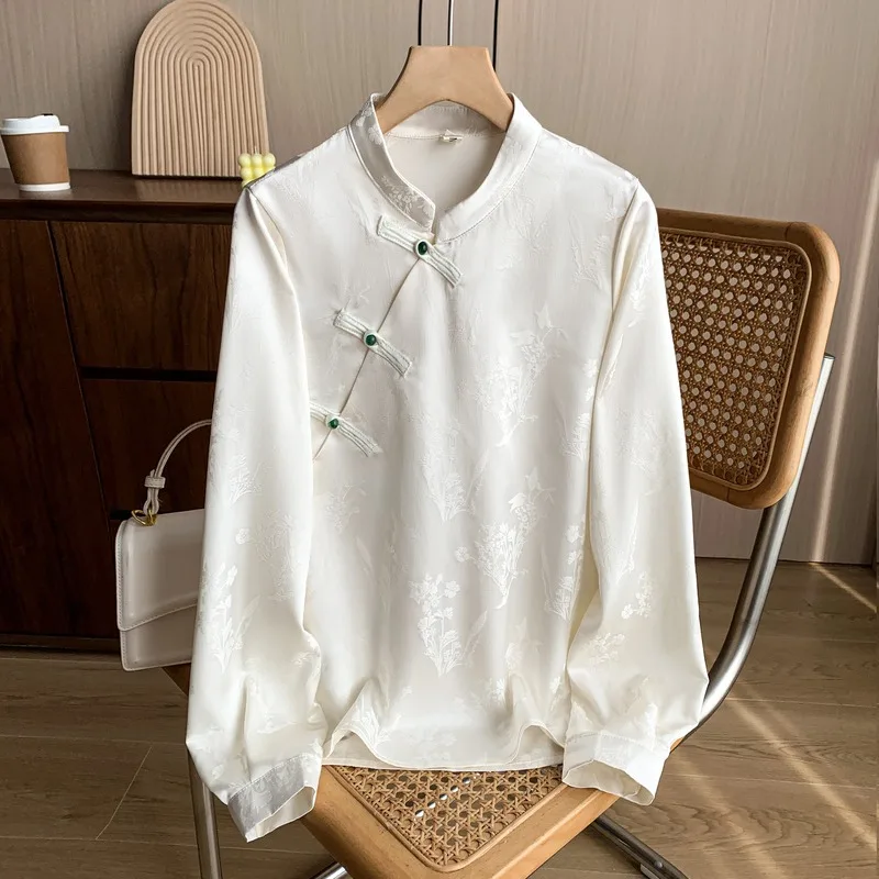Satin Vintage Women's Shirts Floral Chinese Style Blouses Loose Spring/Summer Long Sleeves Women Tops Fashion Clothing
Satin Vintage Women's Shirts Floral Chinese Style Blouses Loose Spring/Summer Long Sleeves Women Tops Fashion Clothing
