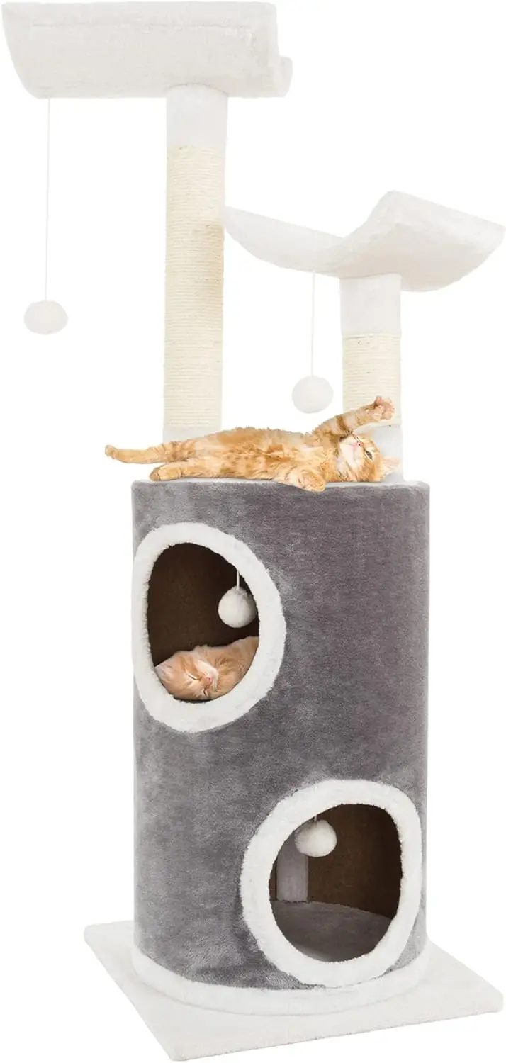 45in Cat Tree with Napping Perches, 2 Story Cat Condo, Cat Scratching Posts, and Hanging Toys - Cat Tower for Indoor Cat
45in Cat Tree with Napping Perches, 2 Story Cat Condo, Cat Scratching Posts, and Hanging Toys - Cat Tower for Indoor Cat