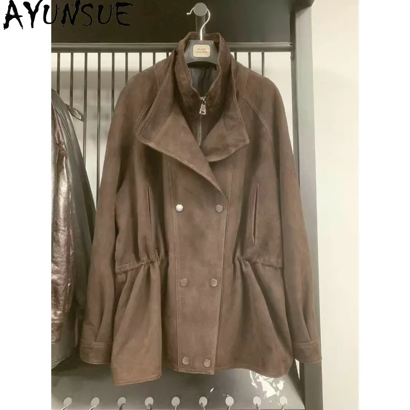AYUNSUE Women's Leather Jackets Mid-length Double-breasted Jackets for Woman Stand Collar Suede Jacket Woman Clothes Jaqueta
AYUNSUE Women's Leather Jackets Mid-length Double-breasted Jackets for Woman Stand Collar Suede Jacket Woman Clothes Jaqueta