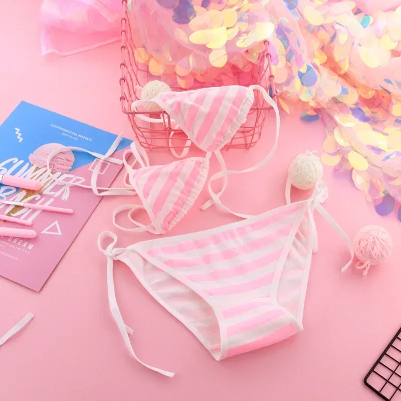 Sexy Japan Kawaii Lingerie LolitaBlue Pink White Striped Mini Bikini Adult Cosplay Women Bra Underwear Set Frenum Swimsuit
Sexy Japan Kawaii Lingerie LolitaBlue Pink White Striped Mini Bikini Adult Cosplay Women Bra Underwear Set Frenum Swimsuit