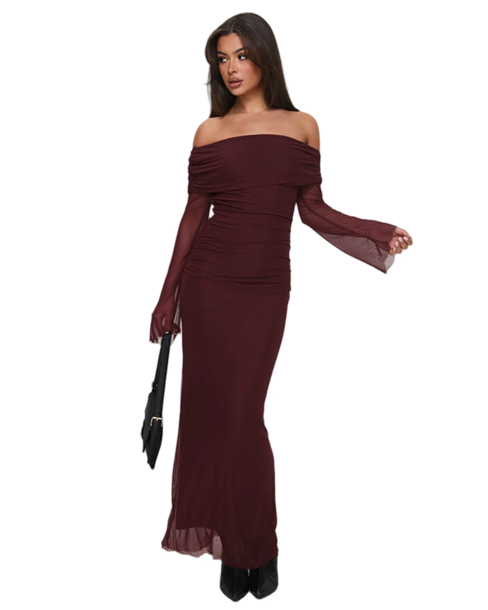 LUCYSHIHATTU Women Off Shoulder Bodycon Maxi Dress Long Sleeve Mesh Ruched Party Formal Wedding Guest Dresses
LUCYSHIHATTU Women Off Shoulder Bodycon Maxi Dress Long Sleeve Mesh Ruched Party Formal Wedding Guest Dresses