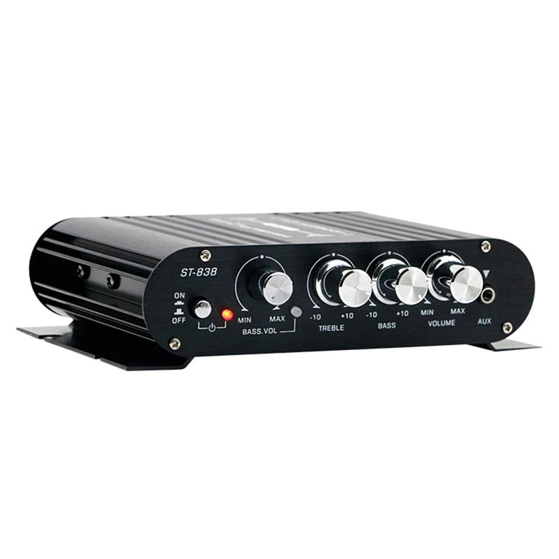 ST-838 усилитель HIFI, 2,1 каналов, автомобильный MP3 мини-усилитель, AUX-вход, регулировка высоких и низких басов, усилитель с супер басами 20 Вт x 2 + 40 Вт, прочный усилитель
ST-838 усилитель HIFI, 2,1 каналов, автомобильный MP3 мини-усилитель, AUX-вход, регулировка высоких и низких басов, усилитель с супер басами 20 Вт x 2 + 40 Вт, прочный усилитель